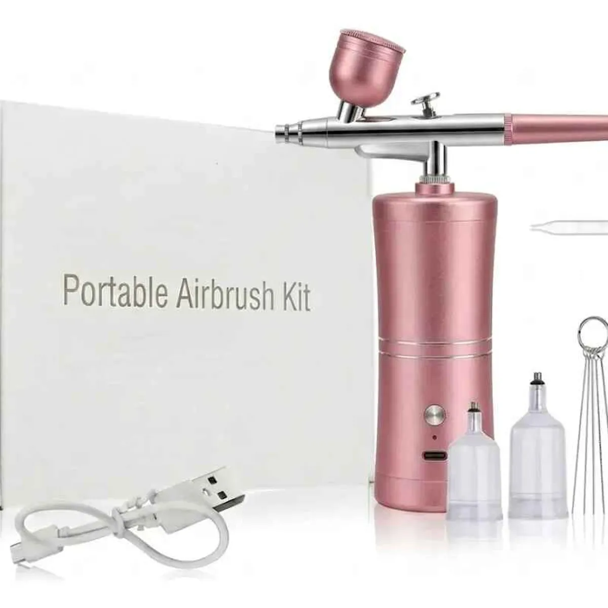 GENERICO - Aerógrafo Inalámbrico Profesional 30psi Portatil Recargable Rosado