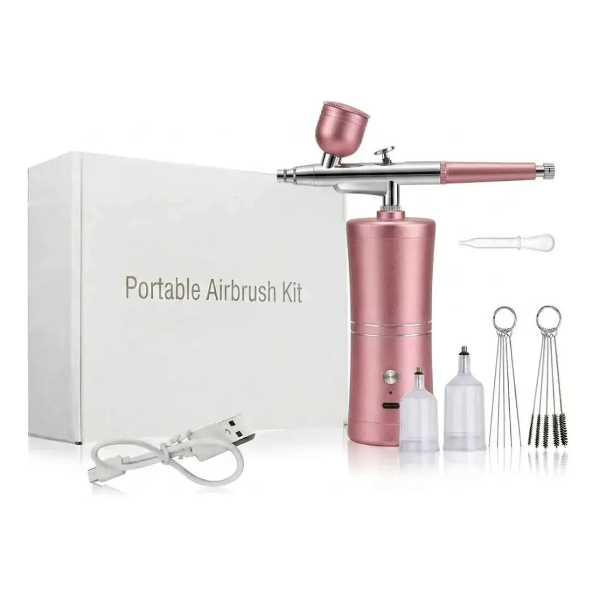 GENERICO - Aerógrafo Inalámbrico Profesional 30psi Portatil Recargable Rosado