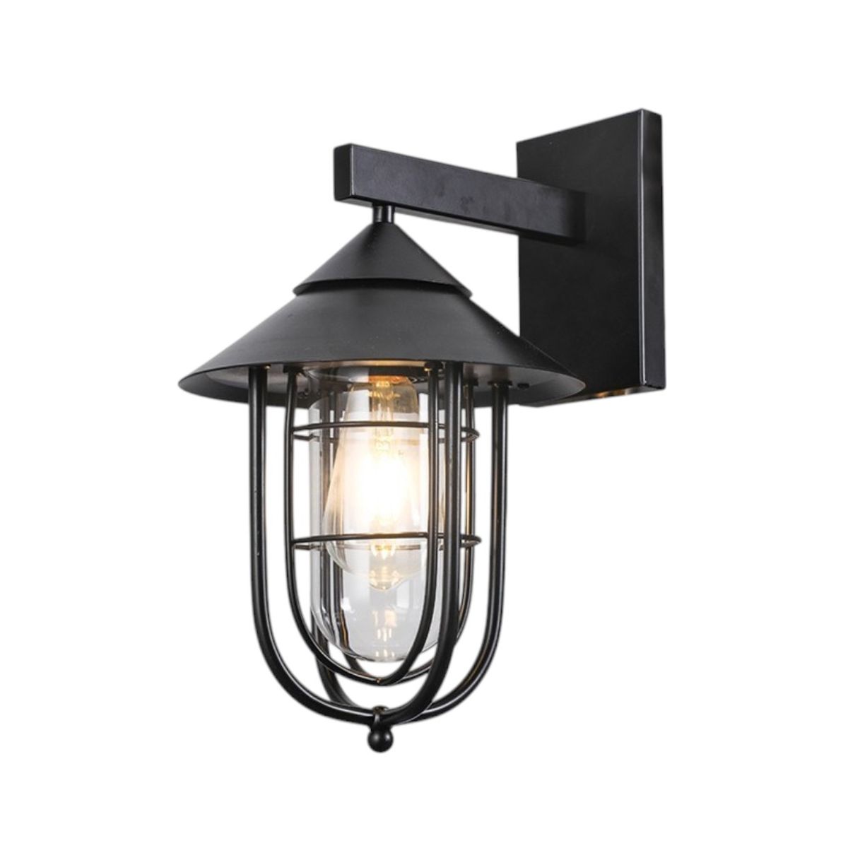 GENERICO - Lampara Aplique Exterior SEC E27 Negro Estilo Vintage Industrial para Jardín y Terraza