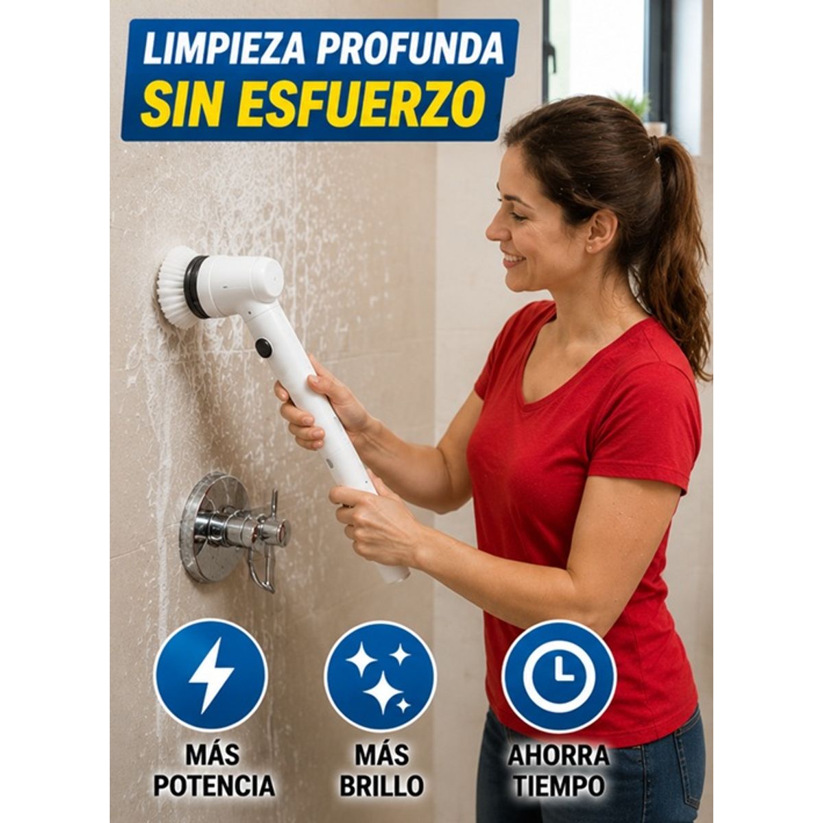 MOVI - Cepillo Eléctrico Inalámbrico 9 en 1 Recargable con Mango Extensible