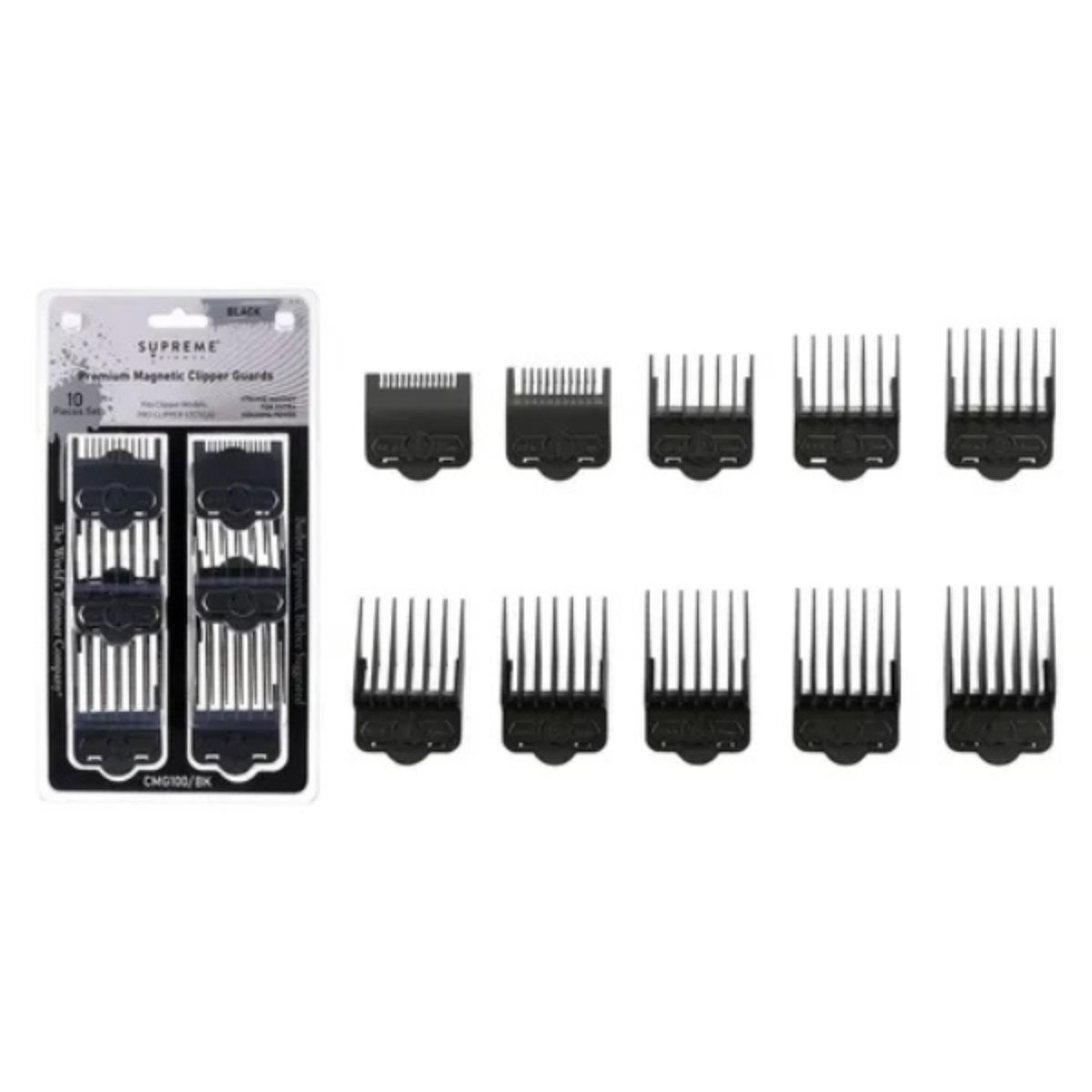 GENERICO - Set de Peines Supreme Trimmer Magnéticos 0,5 – 8 negro