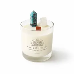 LA BOHEME - Vela aromática de cera de soja Amazonita y Cuarzo Cristal