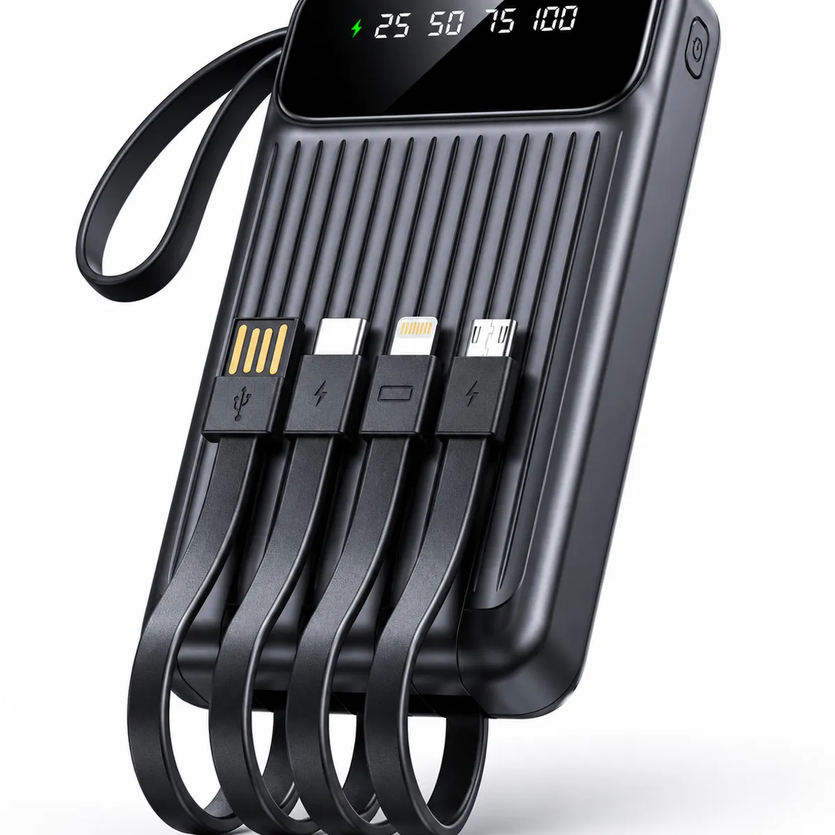 EZRA - Power Bank 10000mAh Carga Rápida Con 4 Cables Integrados