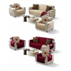 GENERICO - Cubre Sofá Reversible Acolchado con Bolsillos – Set 3 Piezas