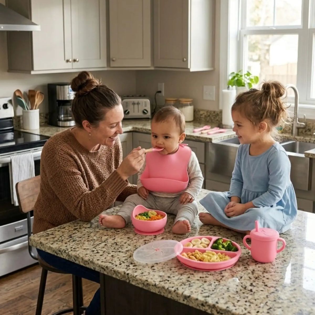 GENERICO - Set De Alimentación De Silicona Con Tapa Para Bebé Libre BPA 10 piezas