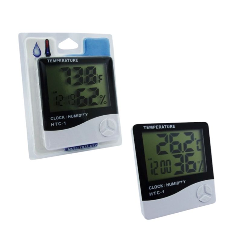 GENERICO Medidor De Temperatura Y Humedad Con Reloj Y Alarma, Modelo HTC-1.