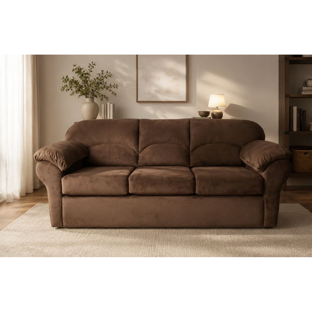 MUEBLERIA LATINA - ML SOFA FELPA 3 CUERPOS DECO ROJO