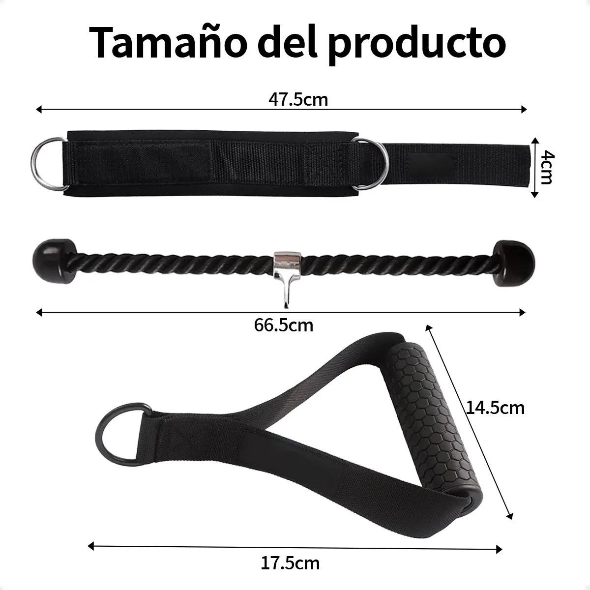 GENERICO - Set 8 Accesorios Para Gimnasio Polea Cuerdas Entrenamientos BELUG