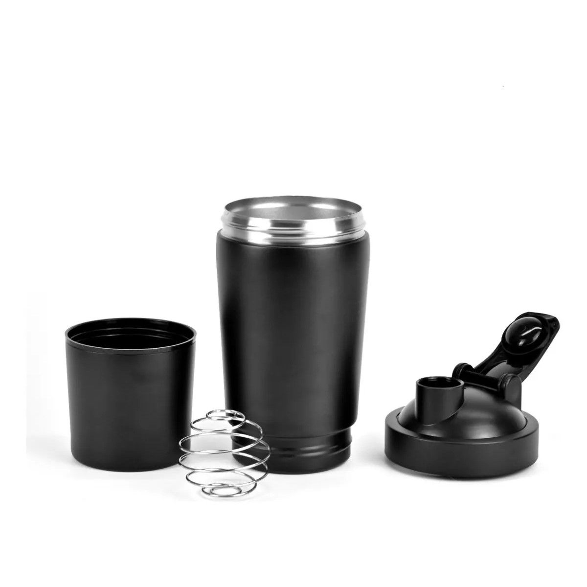 GENERICO - Shaker Térmico 500 Ml Con Compartimento Para Proteína Negro BELUG