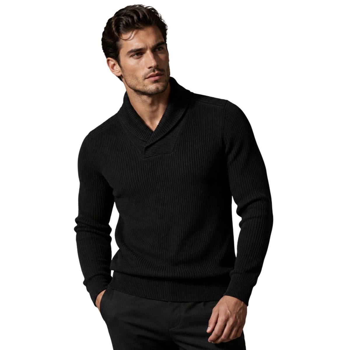 LOOK SHOP - Sweater Hombre Lana. Chaleco Cuello V Tejido Calidad Premium 7262
