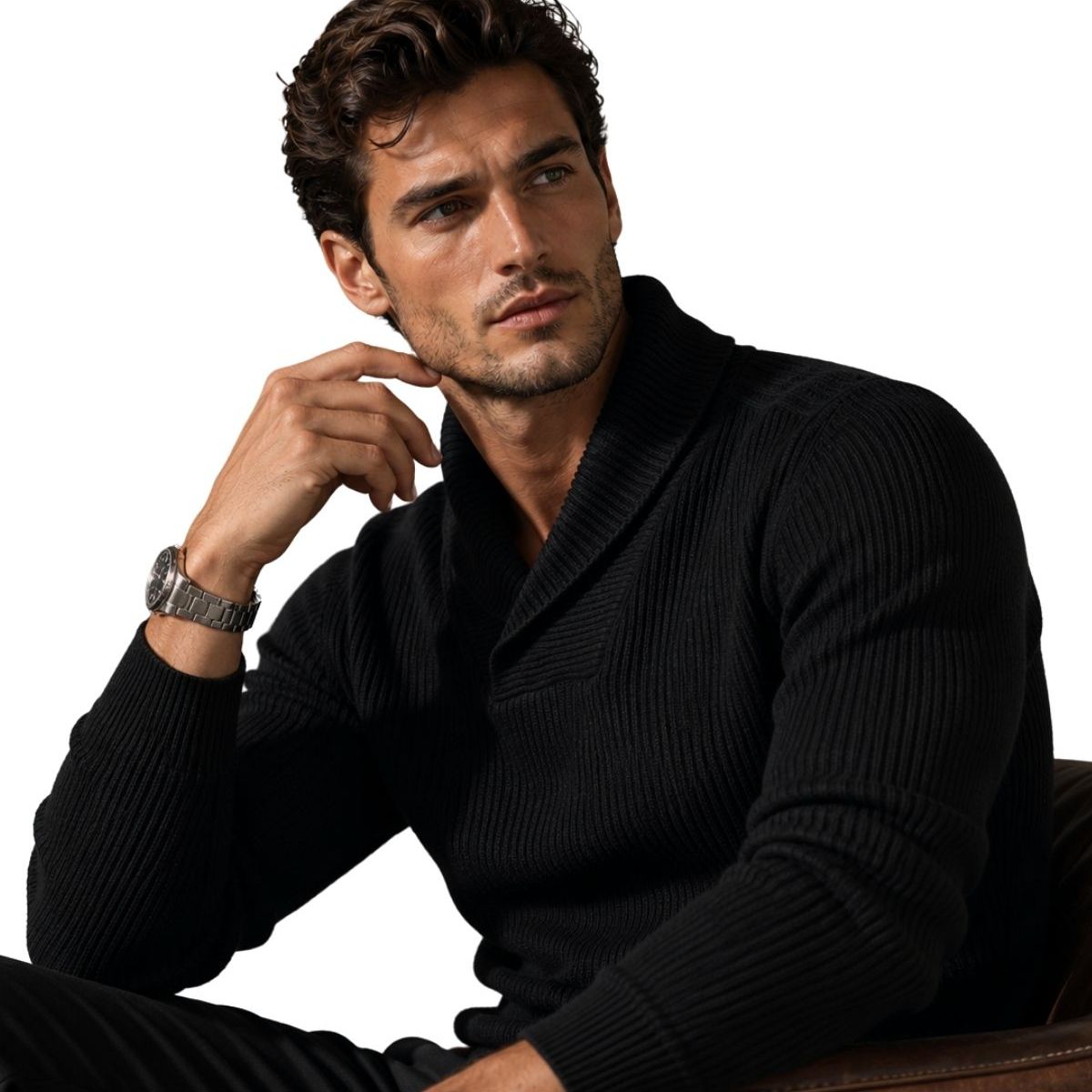 LOOK SHOP - Sweater Hombre Lana. Chaleco Cuello V Tejido Calidad Premium 7262