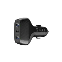 DUSTED - Cargador De Auto Triple 50W con cable 2en1 Negro