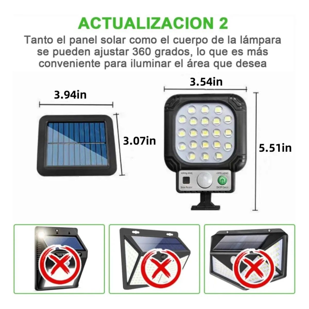 GENERICO - Foco Reflector Solar Lampara Led Luz Exterior Con Sensor BELUG