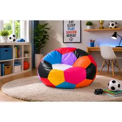 GENERICO - Pouf Pera Infantil Diseño Fútbol Eco Cuero 80x80x80 cm Maxicosas