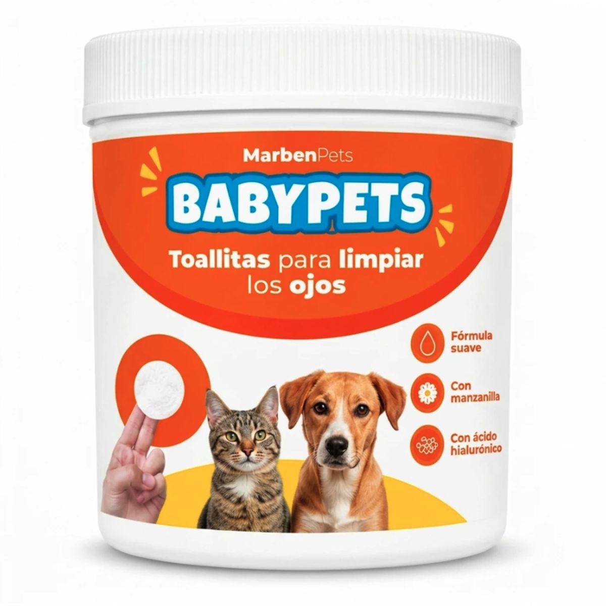 MARBEN PETS - Babypets Toallitas Limpiador Para Ojos Perros Y Gatos 100 Un