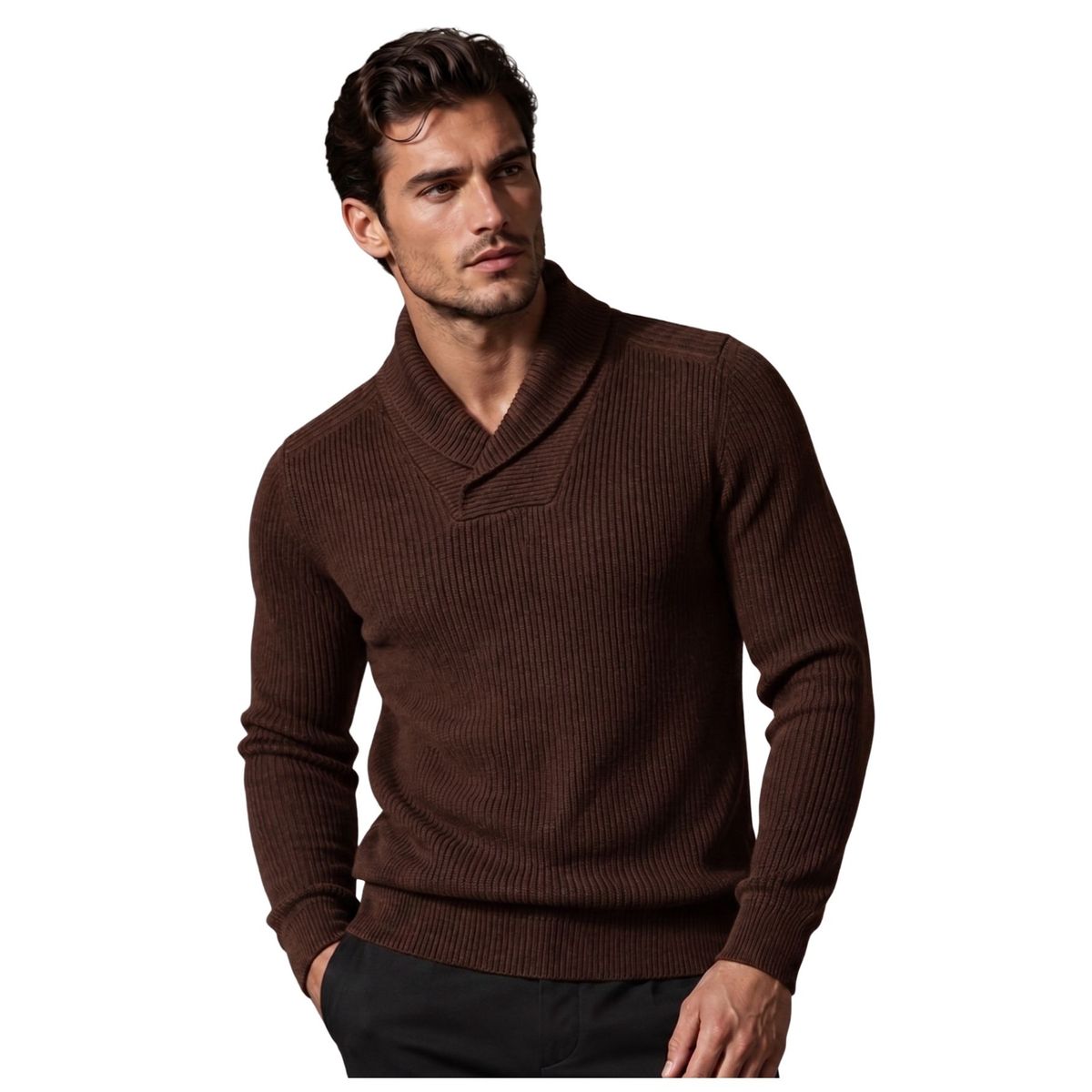 LIKE SHOP - Sweater Hombre Lana. Chaleco Cuello V Tejido Calidad Premium 7262