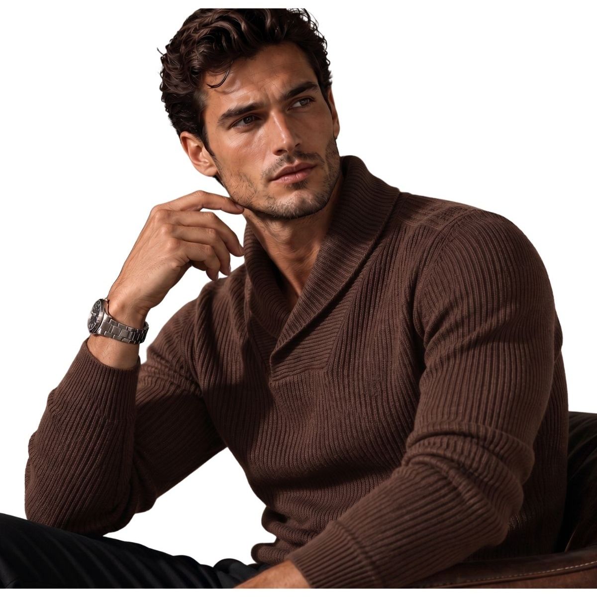 LIKE SHOP - Sweater Hombre Lana. Chaleco Cuello V Tejido Calidad Premium 7262
