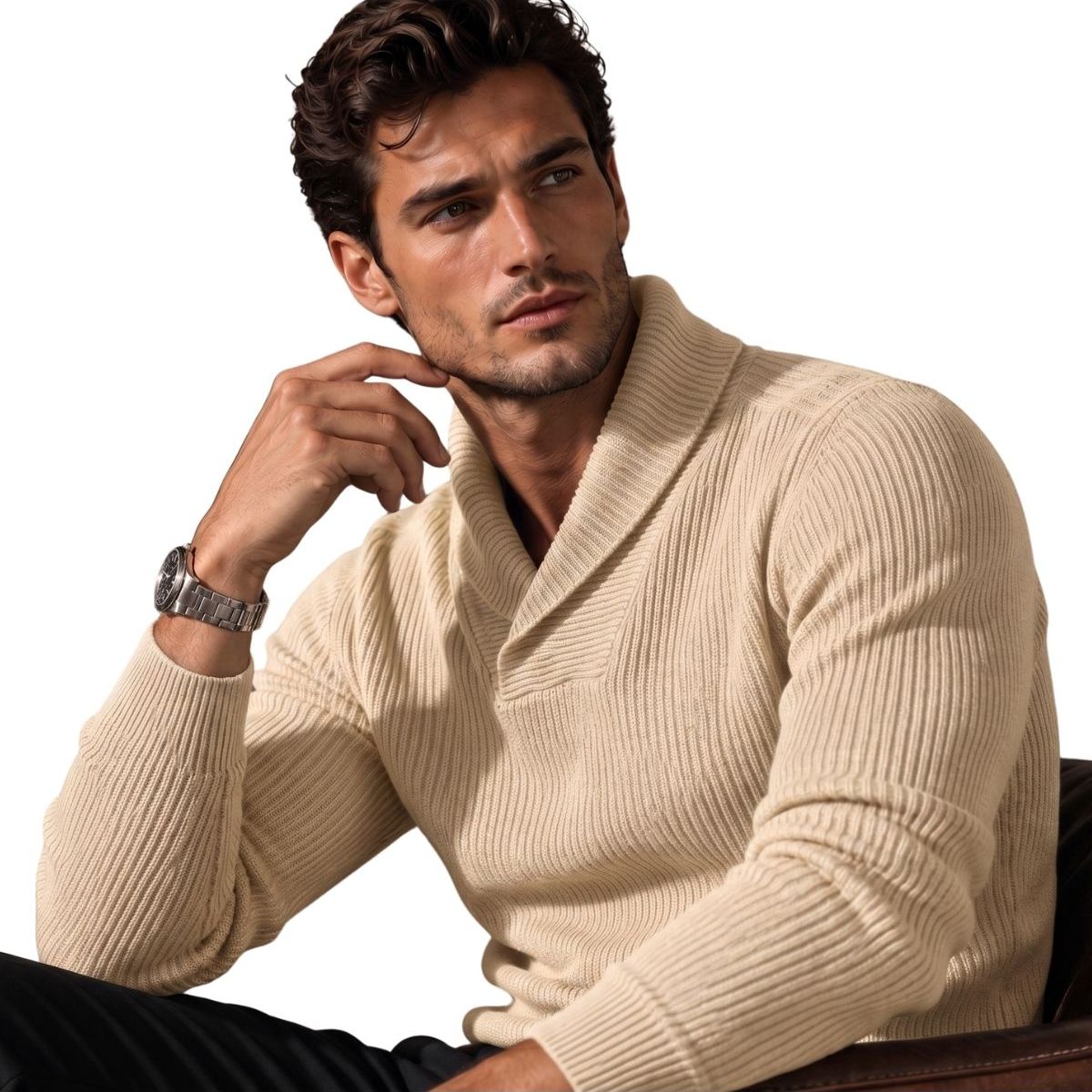LIKE SHOP - Sweater Hombre Lana. Chaleco Cuello V Tejido Calidad Premium 7262