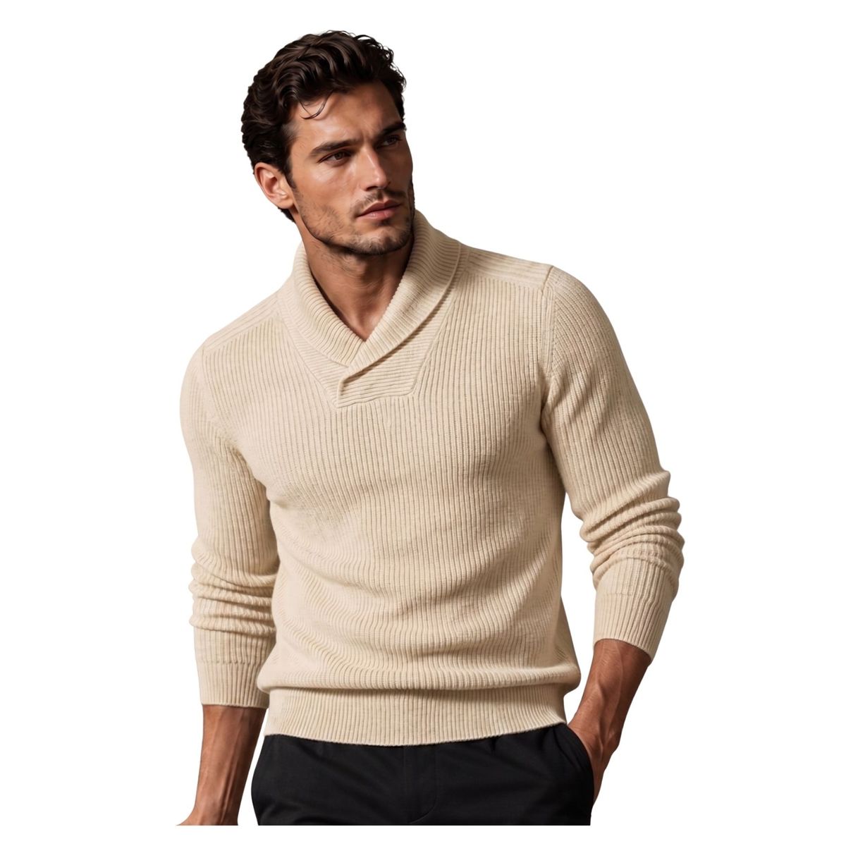 LIKE SHOP - Sweater Hombre Lana. Chaleco Cuello V Tejido Calidad Premium 7262