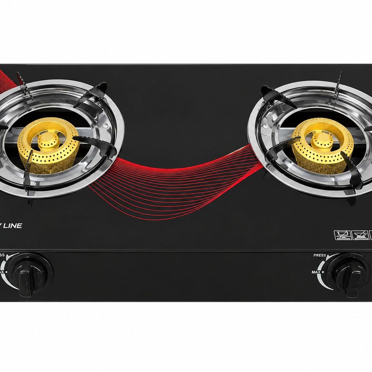 Cocina A Gas Con 2 Platos Vidrio Templado Marca New Line Color Negro, marca NEW LINE - Foto 2