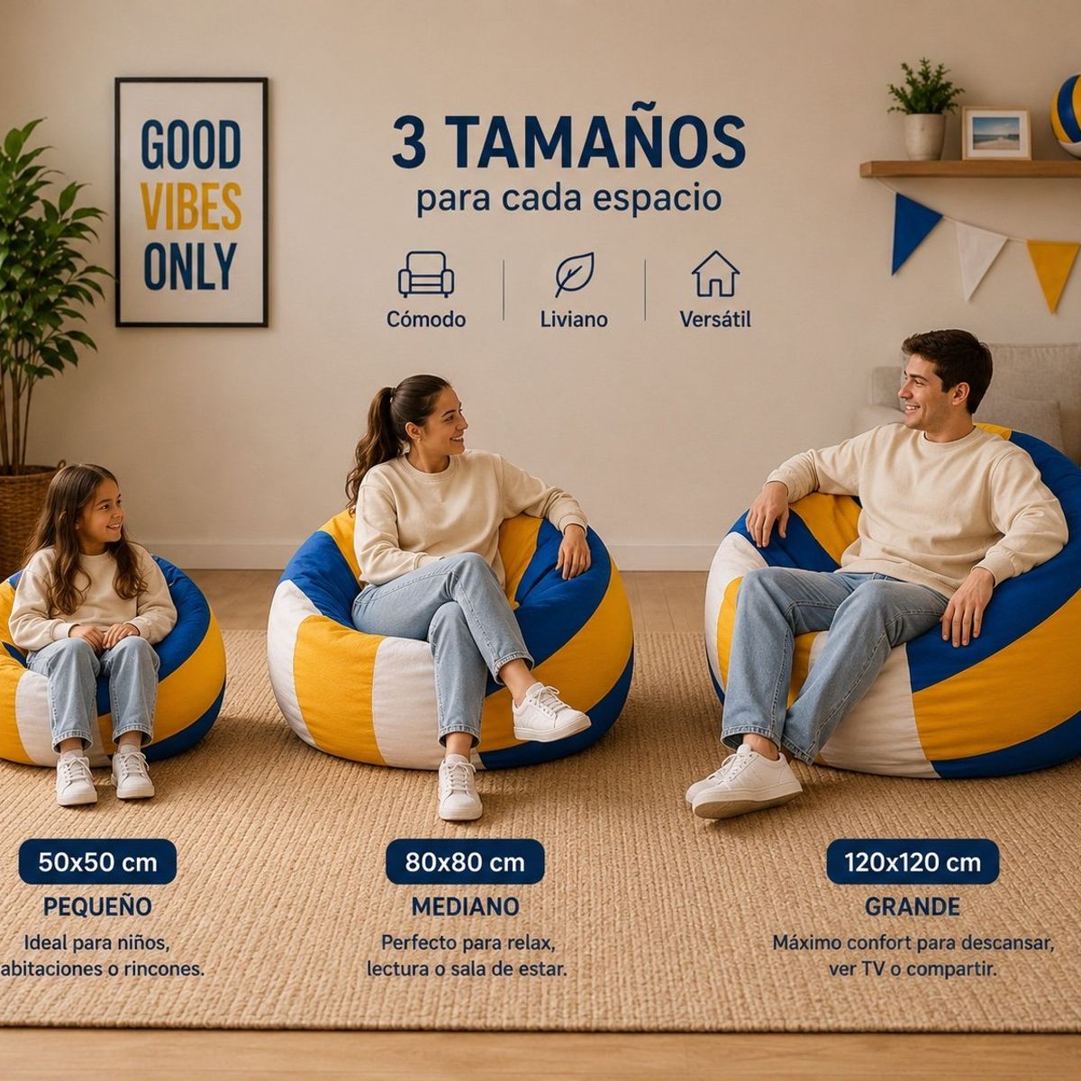 GENERICO - Pouf Pera Infantil Diseño Voleibol Eco Cuero 80x80x80 cm Maxicosas