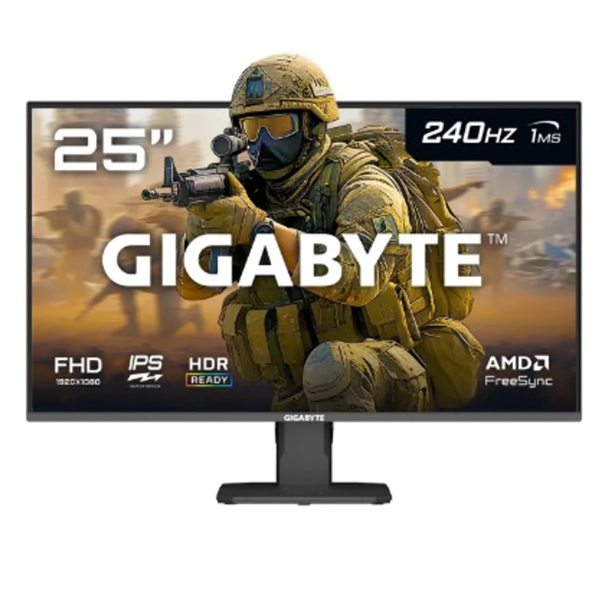 GIGABYTE - Monitor Gamer GIGABYTE GS25F2A, 24.5 FHD, Panel SS IPS, 240hz, 1ms GTG, HDR10, HDMI, DP