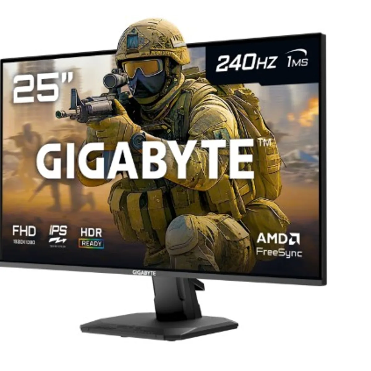 GIGABYTE - Monitor Gamer GIGABYTE GS25F2A, 24.5 FHD, Panel SS IPS, 240hz, 1ms GTG, HDR10, HDMI, DP