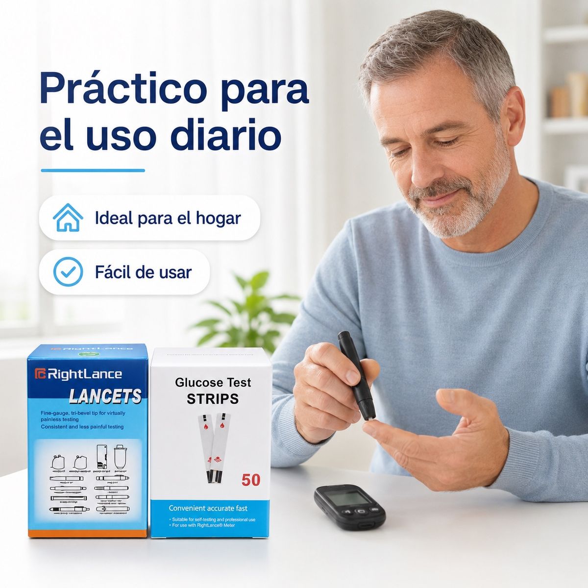 DOPA - Kit Tiras Reactivas Glucosa + Lancetas Estériles Medidor Azu
