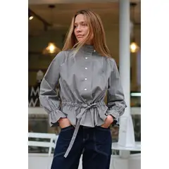 RUPHA - Blusa Rose Verde con Cuello Alto