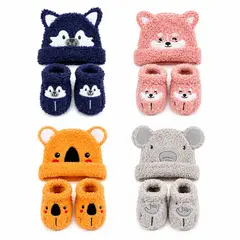 GENERICO - Set Gorro y Pantuflas Bebé Invierno Abrigado
