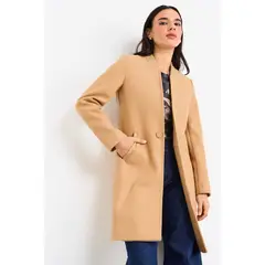 IO - Chaqueton Liso Mujer Beige