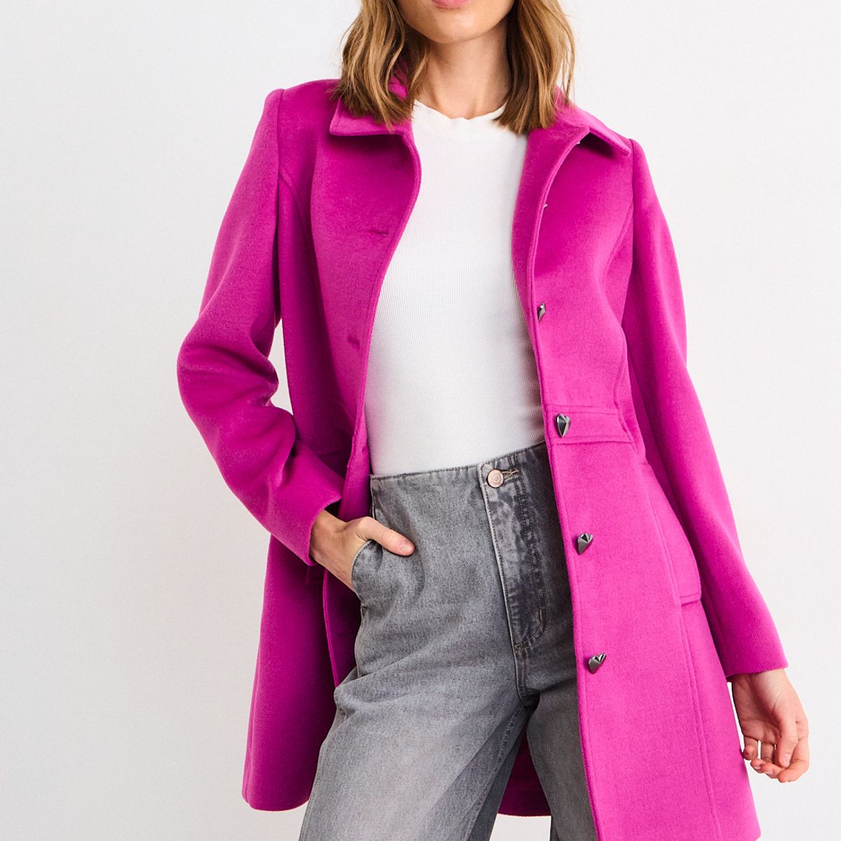 IO - Chaqueton Liso Mujer Fucsia Io