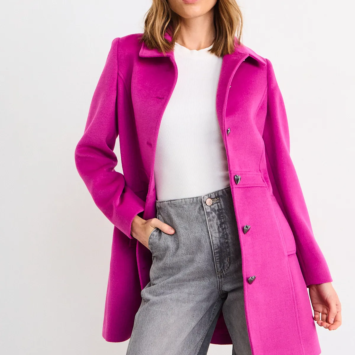 IO - Chaqueton Liso Mujer Fucsia Io