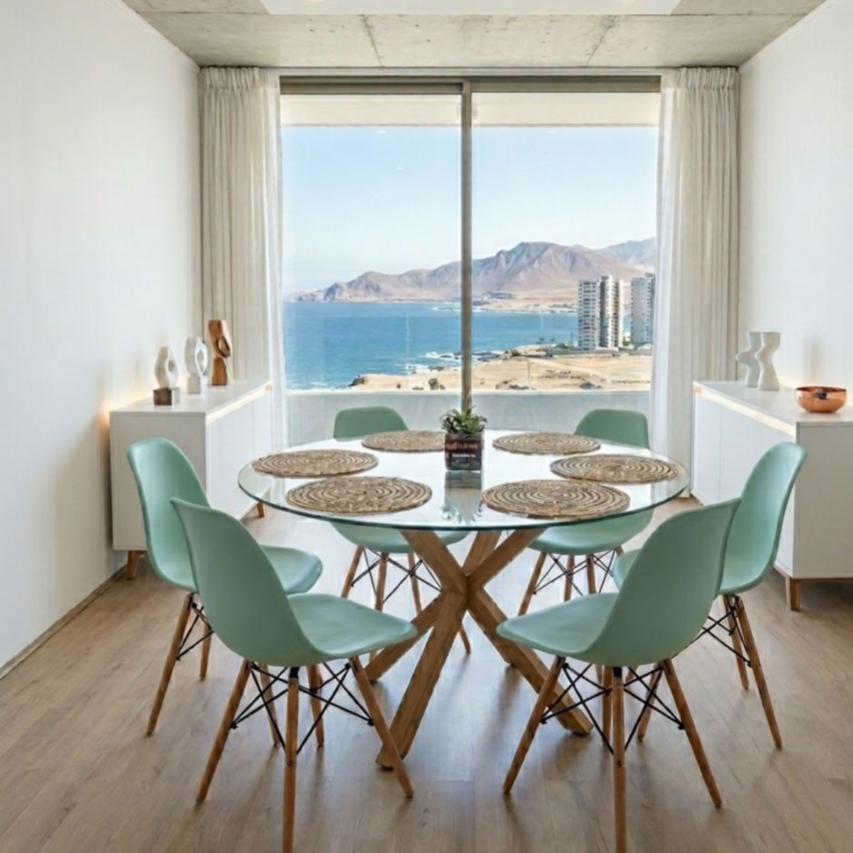 CORI CORI - Juego de Comedor Warwick 120cm + 6 Sillas Eames