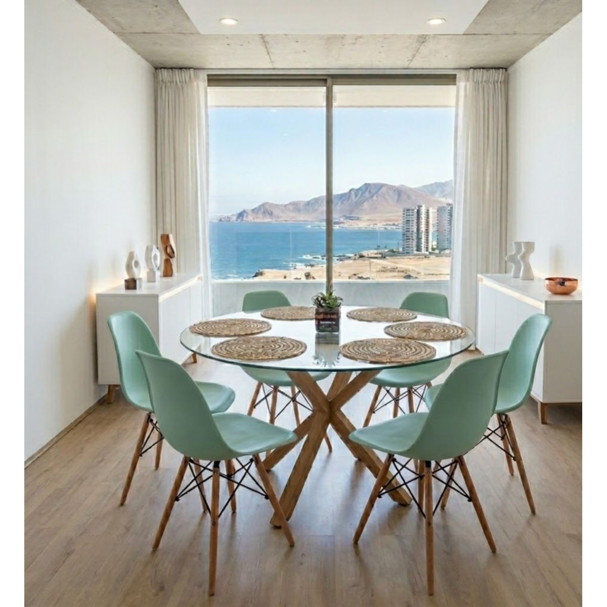 CORI CORI - Juego de Comedor Warwick 120cm + 6 Sillas Eames