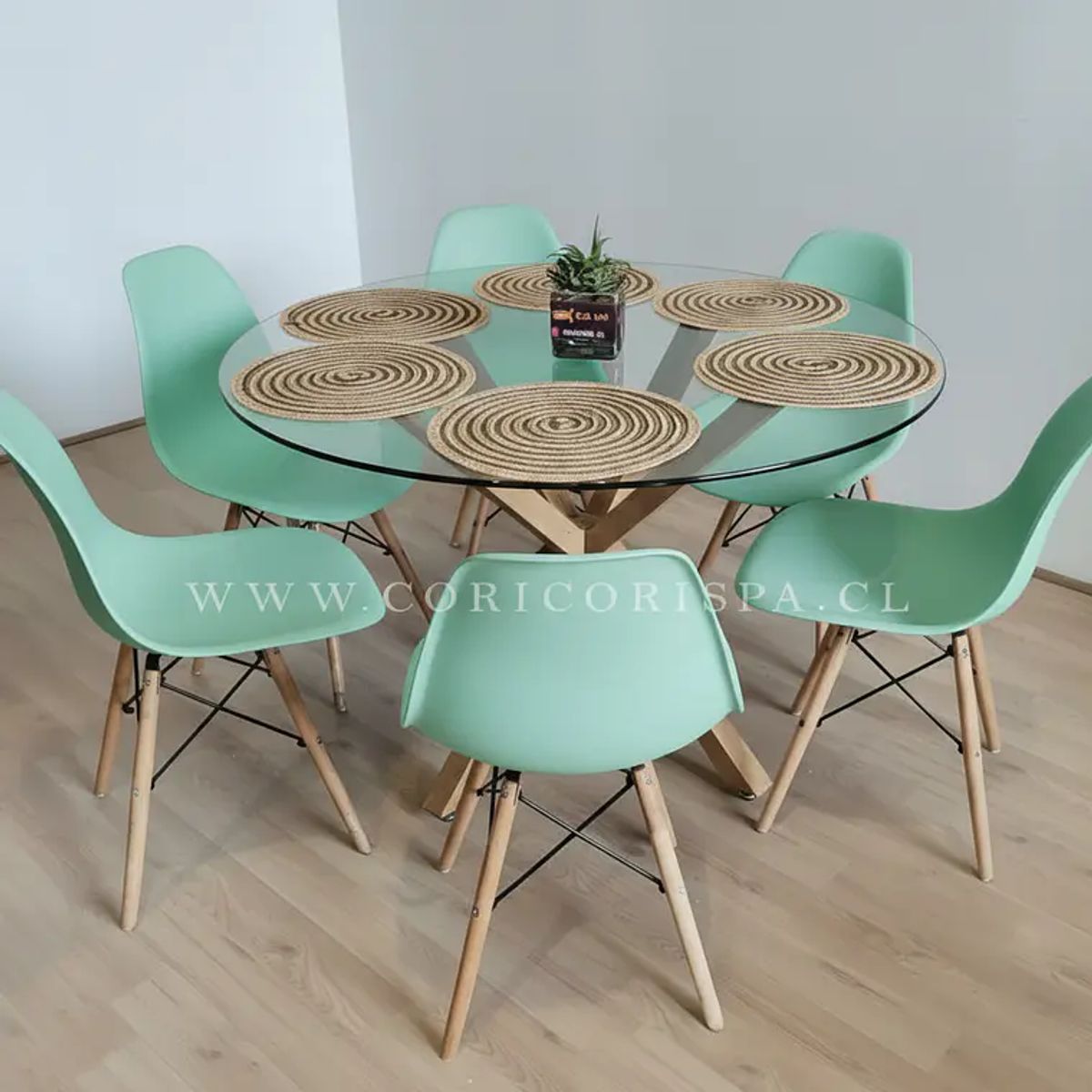 CORI CORI - Juego de Comedor Warwick 120cm + 6 Sillas Eames