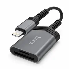HOCO - Lector Tarjeta SD Micro SD Lightning Compatible iPhone iPad OTG
