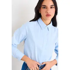 IO - Blusa Lisa Mujer Celeste