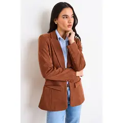 IO - Blazer Liso Mujer Café