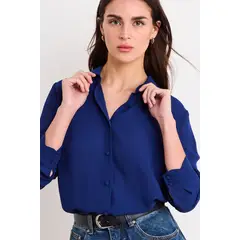 IO - Blusa Lisa Mujer Azul