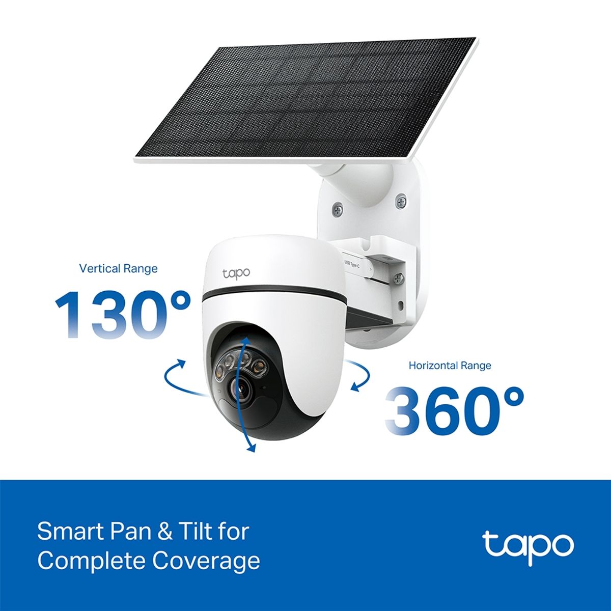 TP LINK - Set Smart Cámara Outdoor Tapo C610 giro 360 2k Wi-Fi con Panel Solar 10W