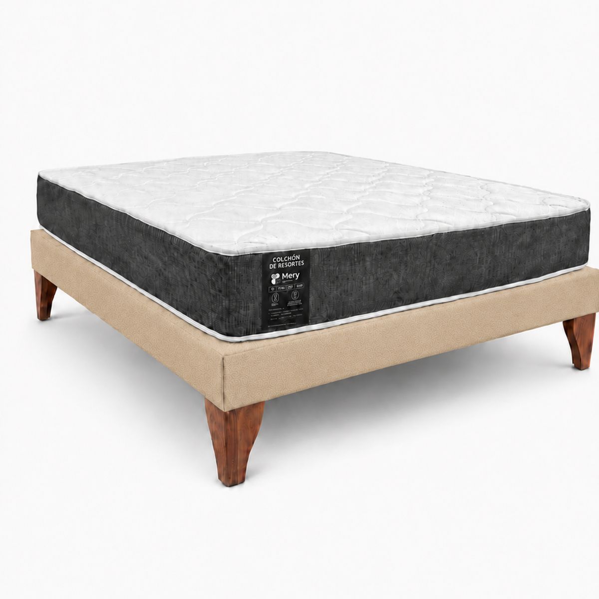 GENERICO - Base 1.5 Plaza Beige + Colchon
