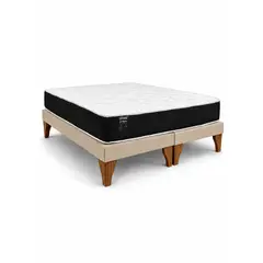 GENERICO - Base 2 Plazas Beige + Colchon