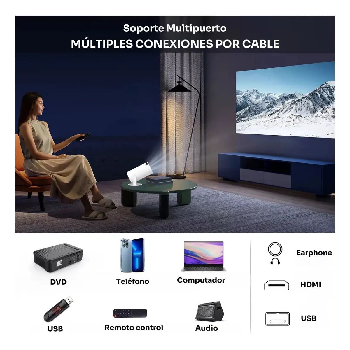 GENERICO - Proyector Portátil Led 4k Hd Android 11 Wifi 6 Bluetooth 5.0 Cine En Casa Smart Proyección Labg