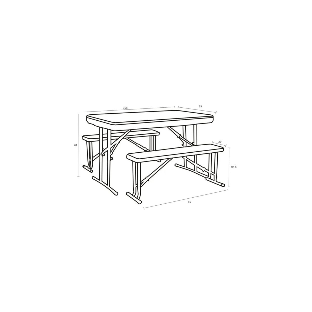 ALPES - Set de mesa con dos bancas Alpes