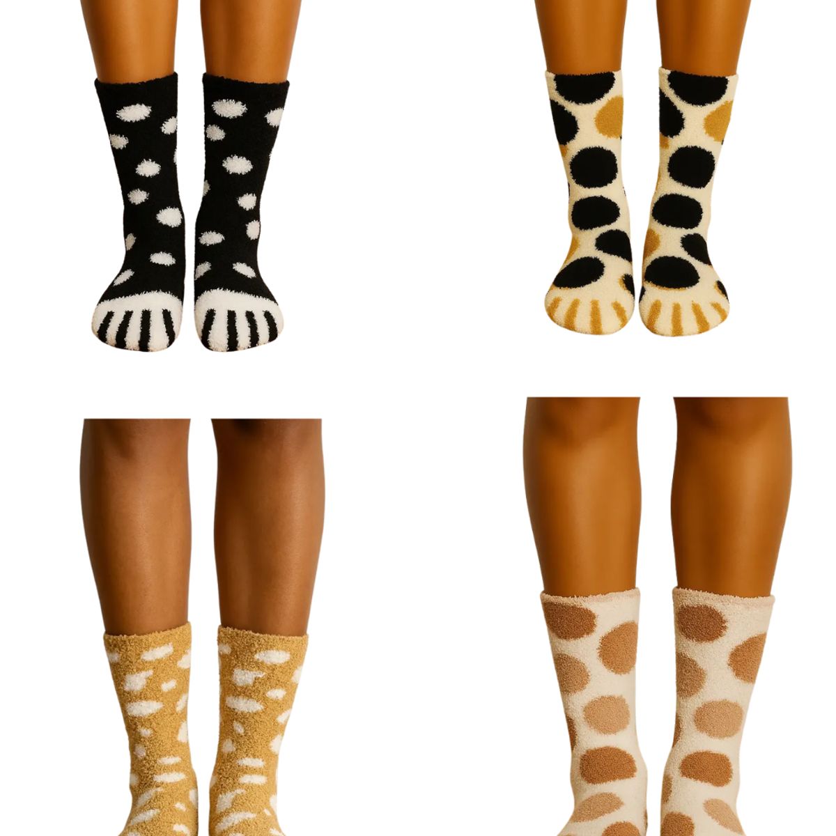 GENERICO - 12 Pares Calcetines Térmicos Algodón Peluditos Plush  Estilo Garra Gato