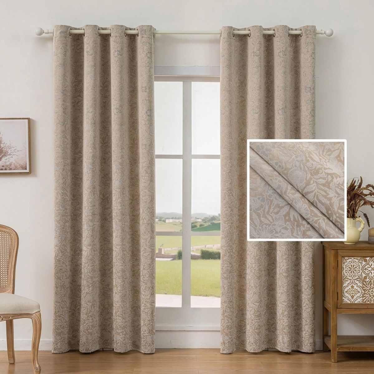 GENERICO - Set Cortinas Blackout con Diseño 135x230cm 2 Paños 37
