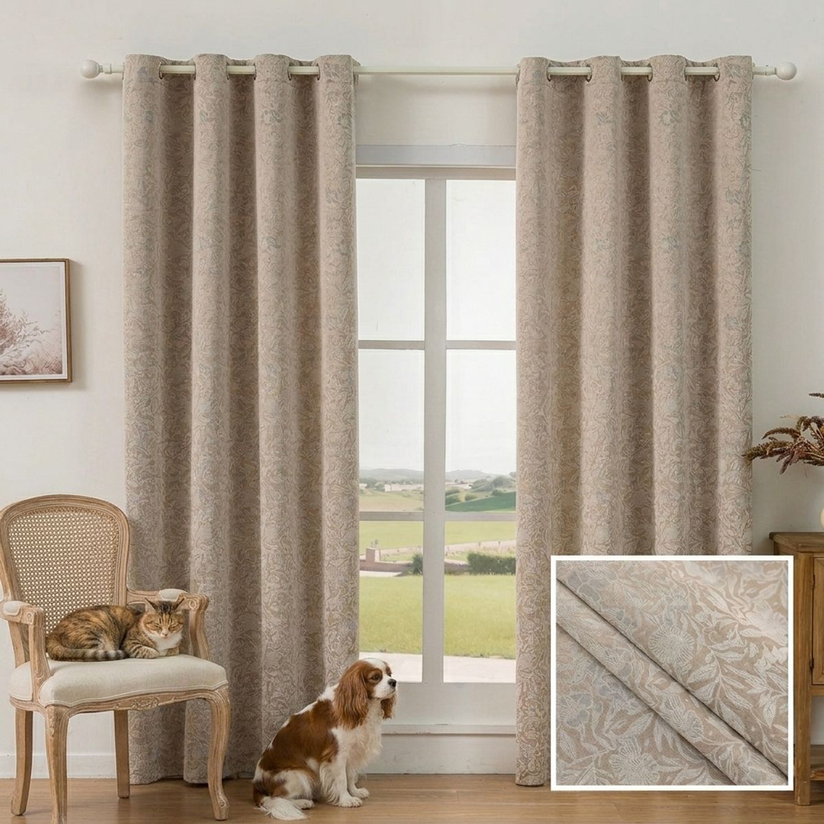 GENERICO - Set Cortinas Blackout con Diseño 135x230cm 2 Paños 37