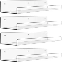 GENERICO - 4 pack de Repisas Acrílicas Transparentes organizadoras de Pared