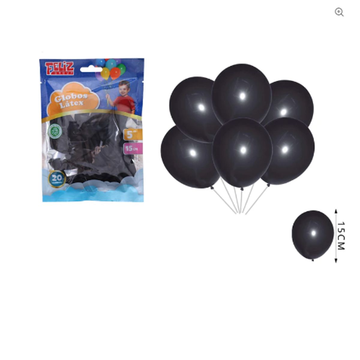 GENERICO - Globos Negro 15Cm 20 Unidades